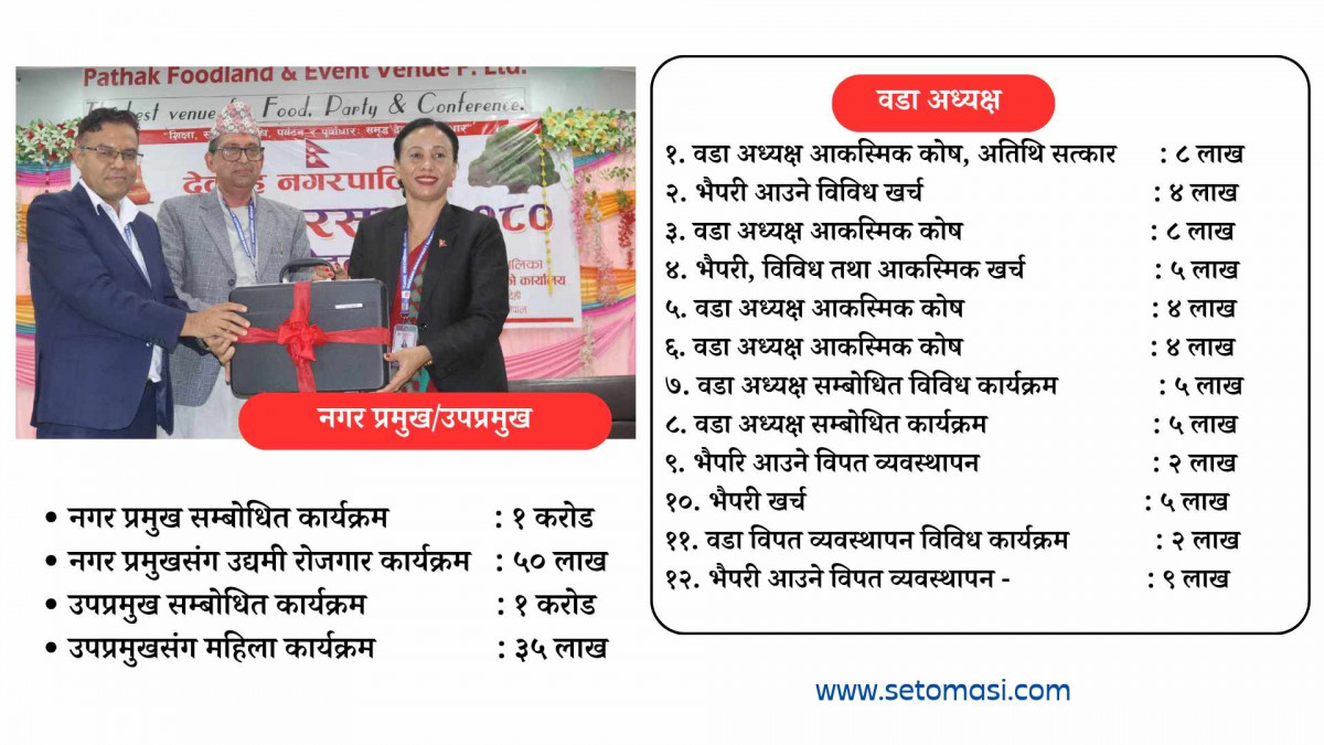 देवदहको झन्डै साढे ३ करोड बजेट नगर प्रमुख, उपप्रमुख र वडा अध्यक्षको हातमा !