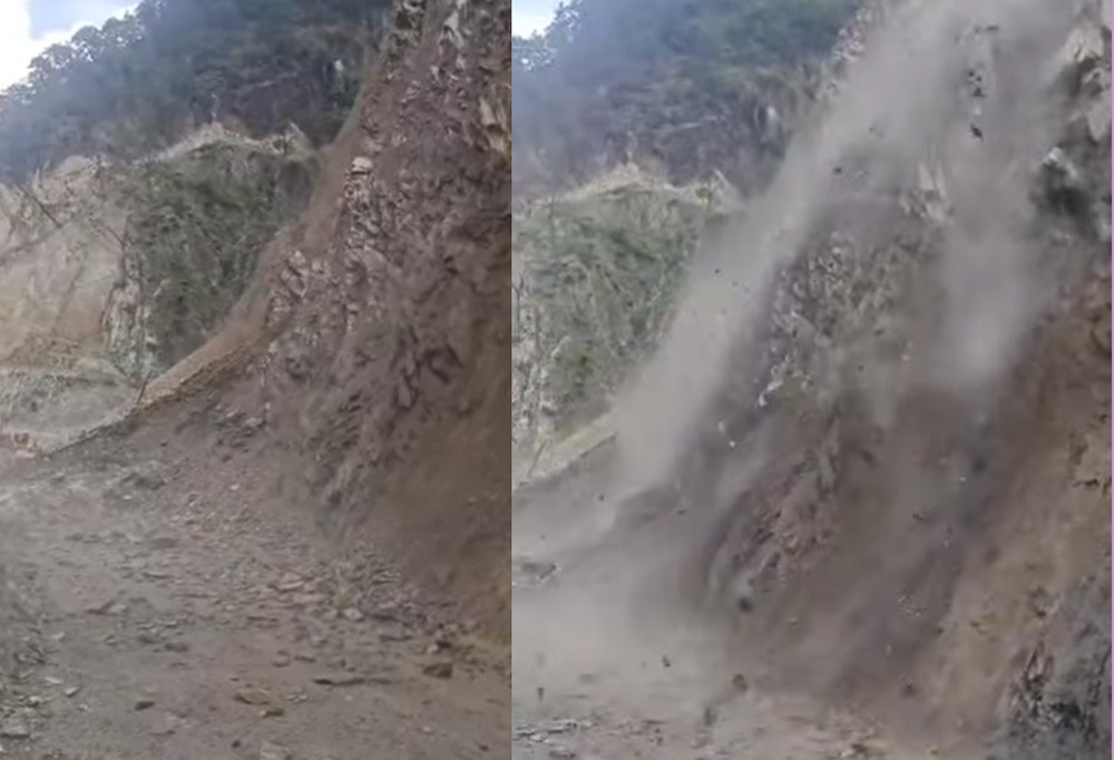 मुग्लिन नारायणगढ सडकमा ट्रकमा ढुंगा खस्दा दुई जना घाइते