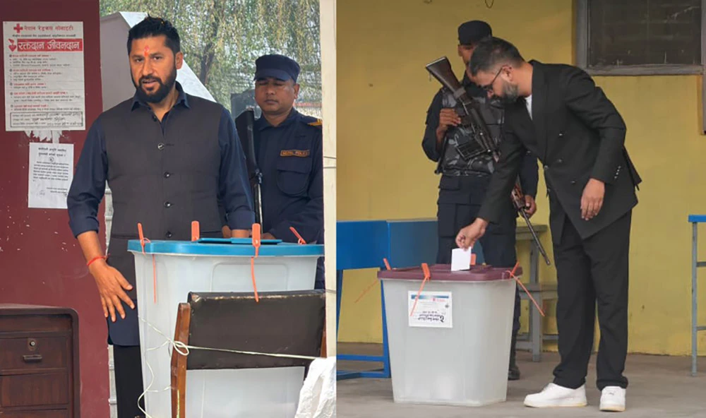 रवि लामिछाने र बालेन शाहले गरे मतदान