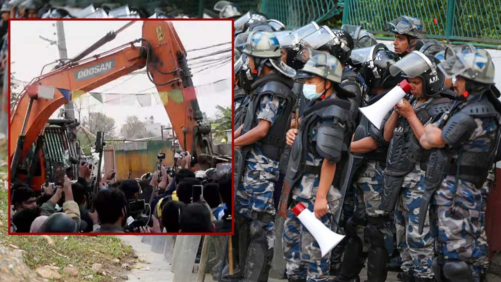 थापाथलीको सुकुम्बासी बस्ती क्षेत्रमा चलन थाल्यो डोजर