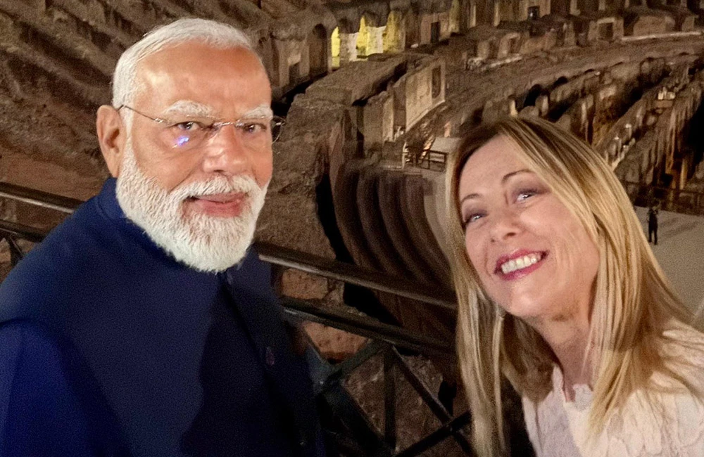 इटाली पुगे मोदी, मेलोनीले गरिन् स्वागत